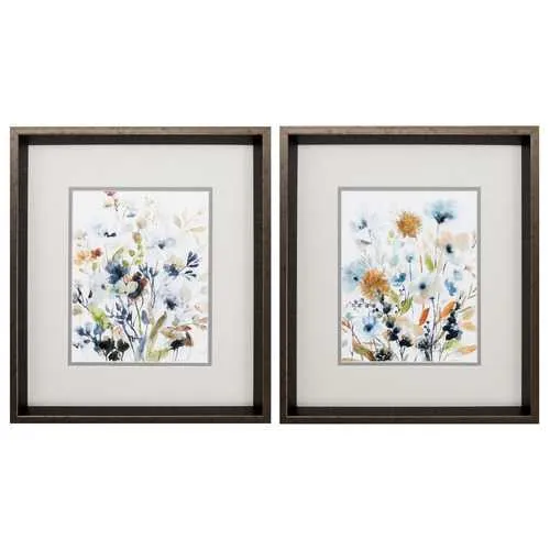 15" X 17" Brushed Silver Frame Holland Spring Mix (Set of 2)