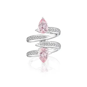 18k Amazonia (cocar) White Gold Ring With 0.54 Cts Vs-Gh Diamonds  And Morganite