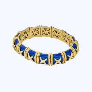 18K Yellow Gold Hidalgo Blue Enamel Bangle