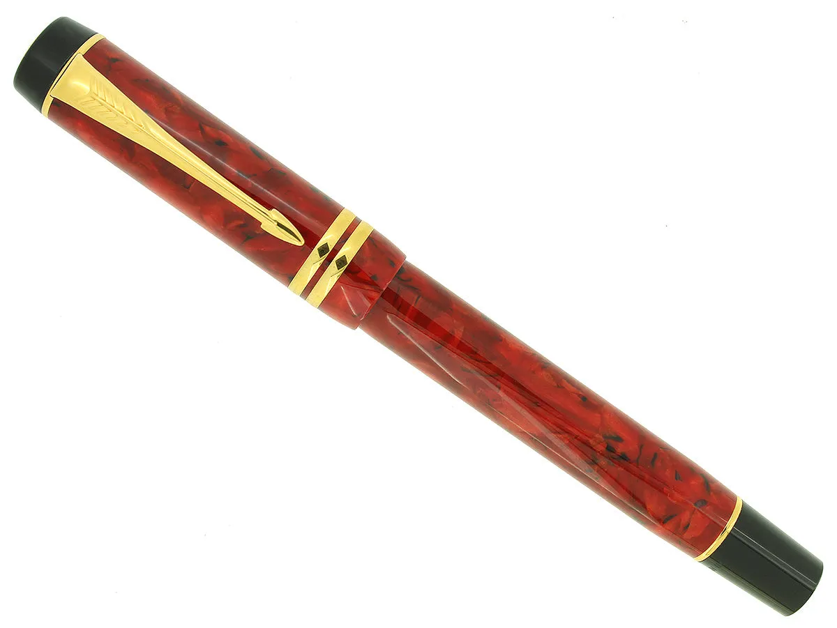 1996 PARKER DUOFOLD JASPER RED ROLLERBALL PEN MINT NEW IN BOX MADE IN UK