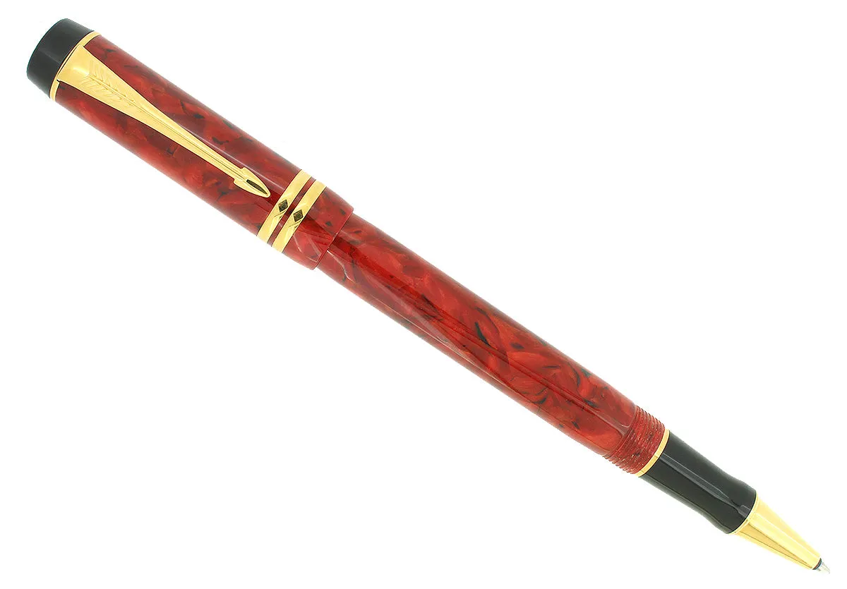 1996 PARKER DUOFOLD JASPER RED ROLLERBALL PEN MINT NEW IN BOX MADE IN UK