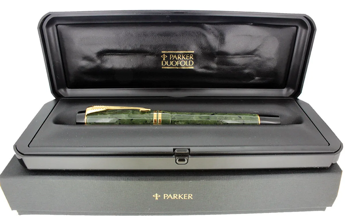 1996 PARKER JADE DUOFOLD CENTENNIAL FOUNTAIN PEN 18K MEDIUM NIB NEVER INKED NOS
