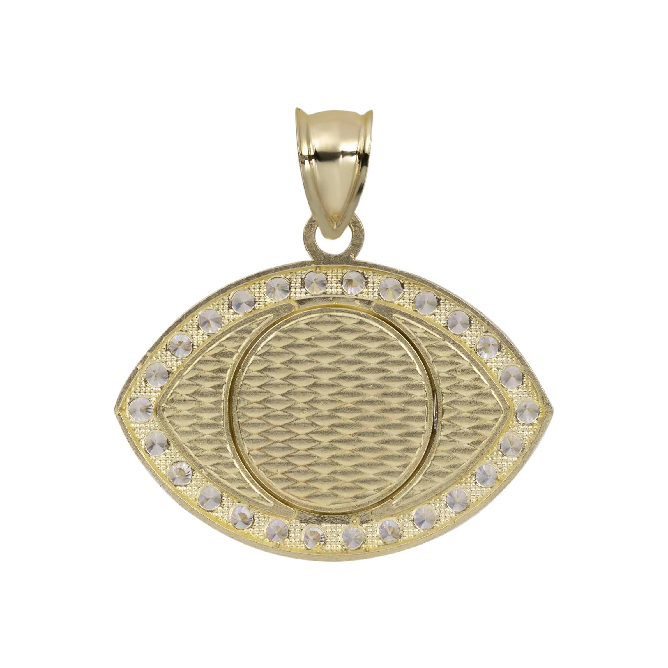 1" CZ Evil Eye Charm Pendant Solid 10K Yellow Gold