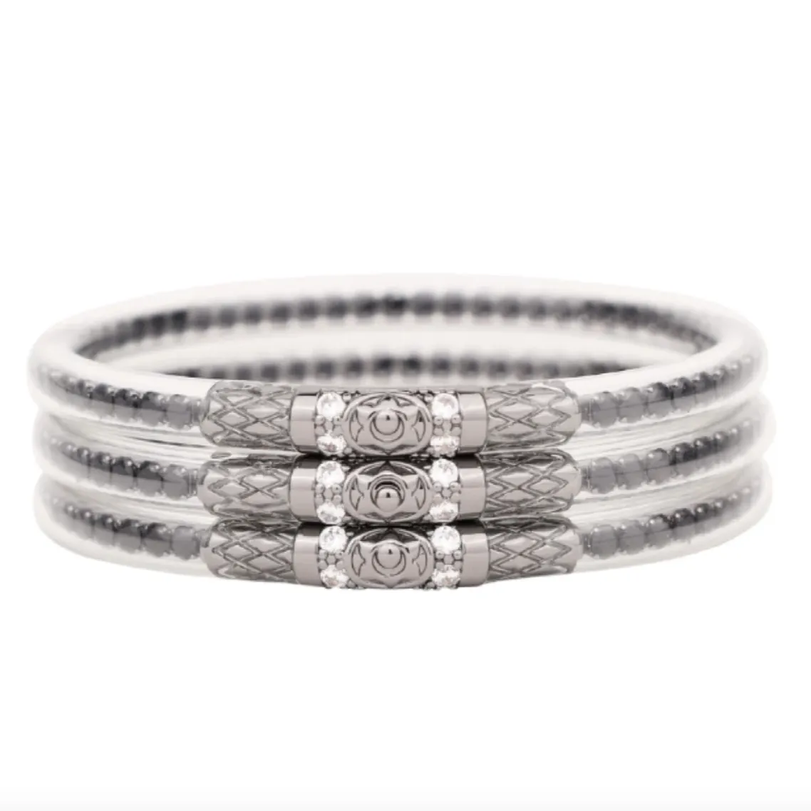 3 Queens All Weather Bangle Set of 3 - Black Spinel