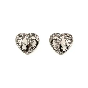 A176 CZ Pave Hearts Post Earrings