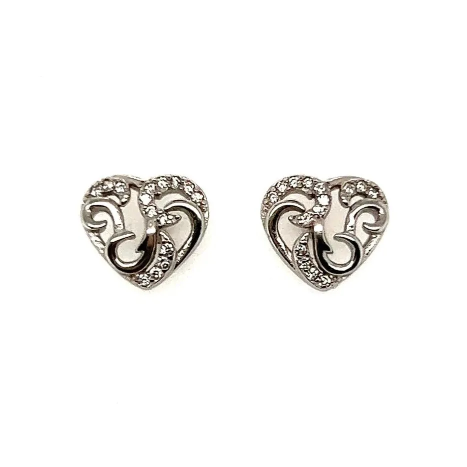 A176 CZ Pave Hearts Post Earrings
