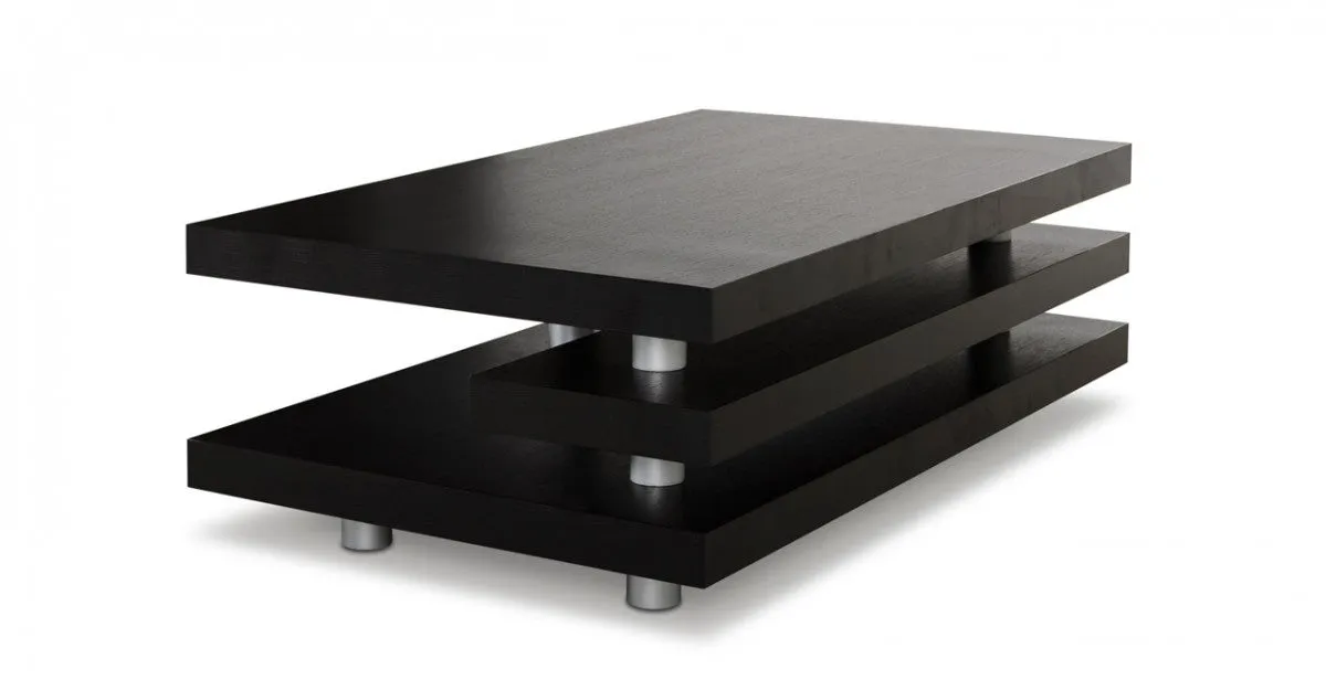 A&X Adrian - Modern Multi-Tier Black Oak Coffee Table
