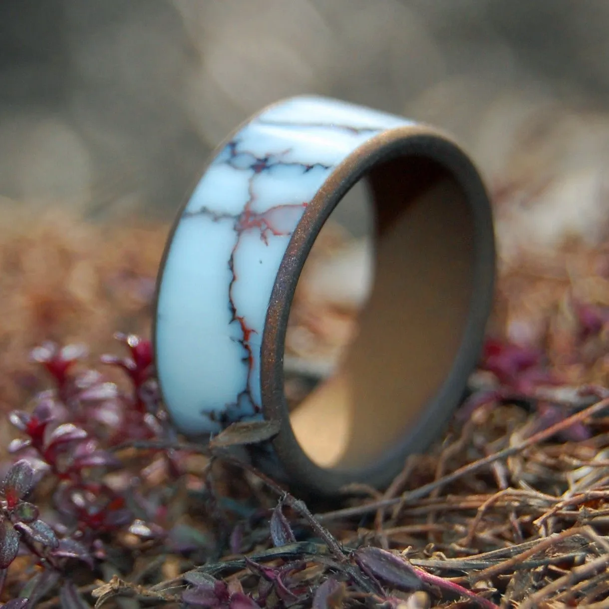 Across The Wild Horse Plains | Men's Wild Horse Jasper Stone & Titanium Wedding Ring