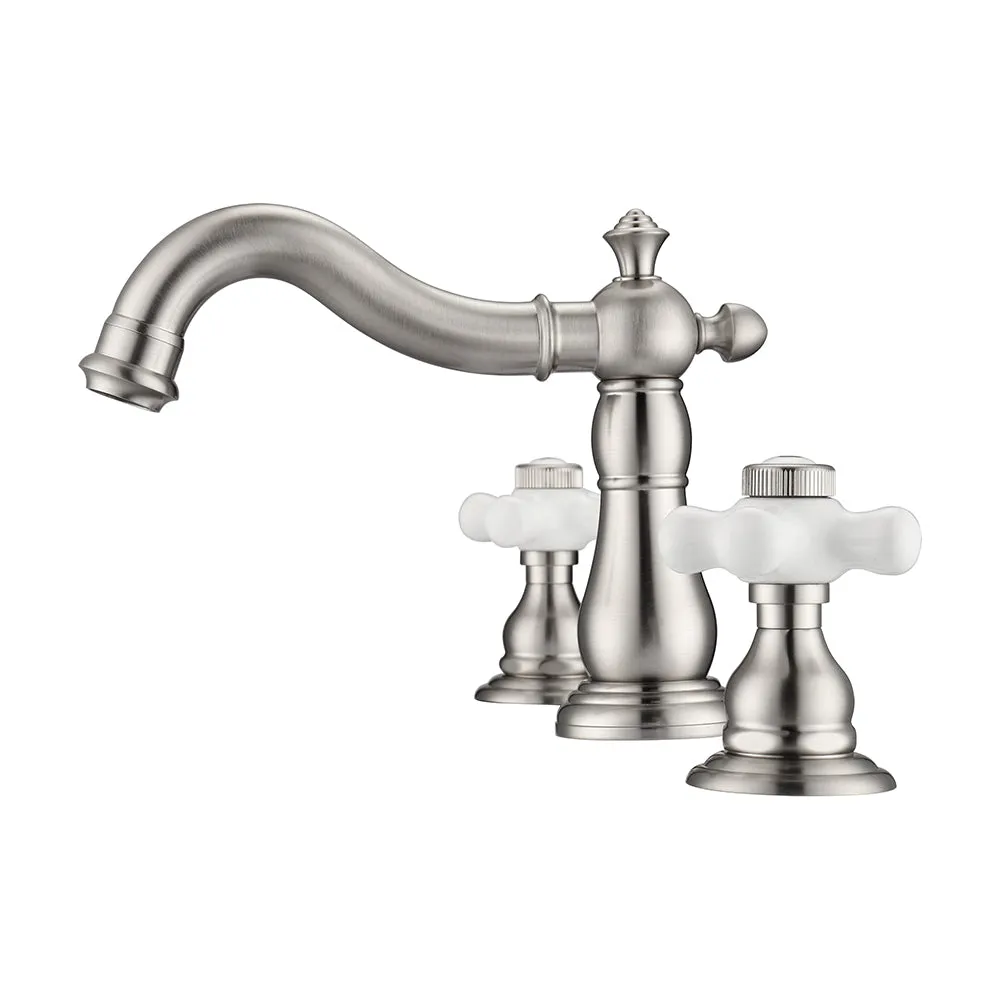 Aldora Widespread Lavatory Faucet with Porcelain Cross Handles