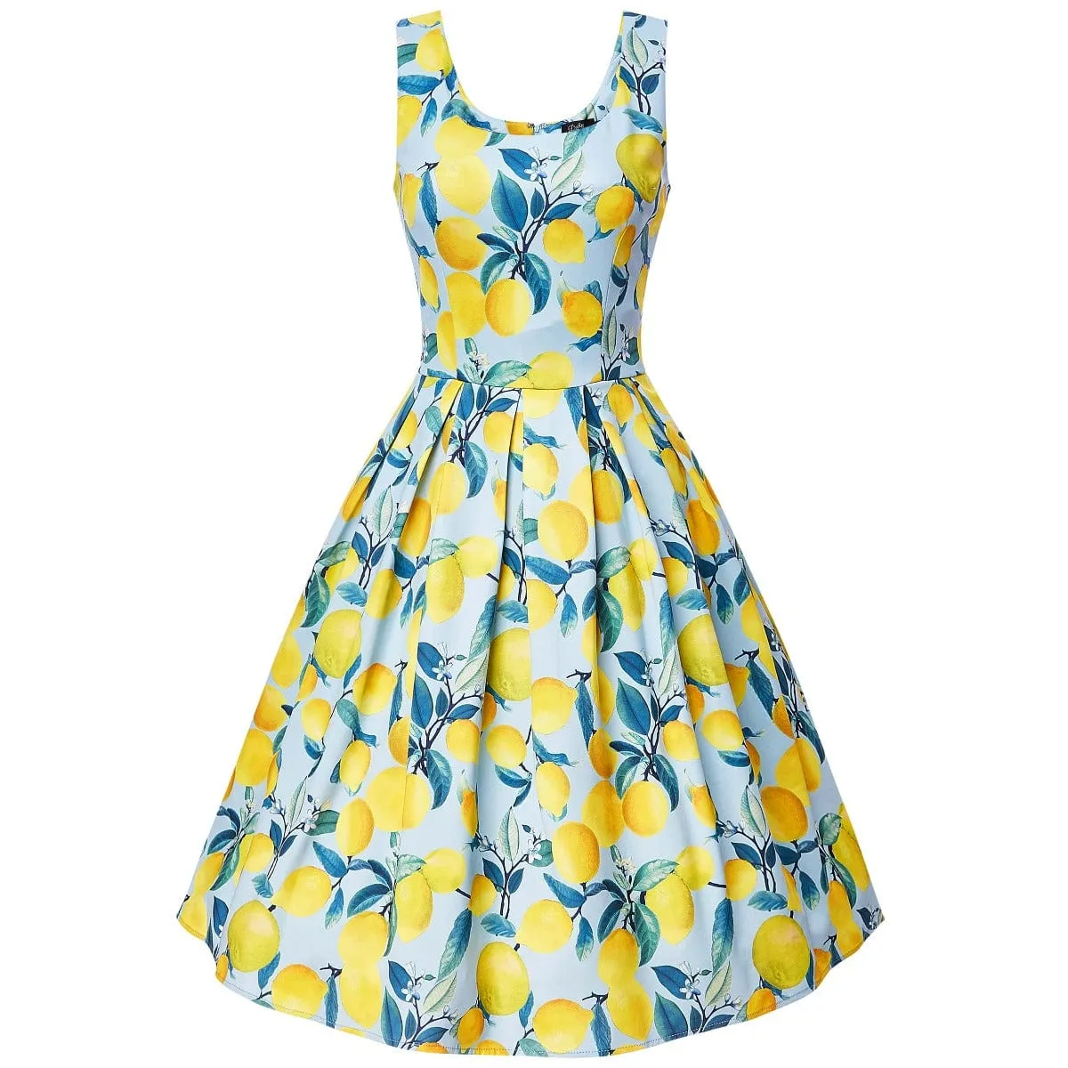 Amanda Light Blue Lemon Print Dress