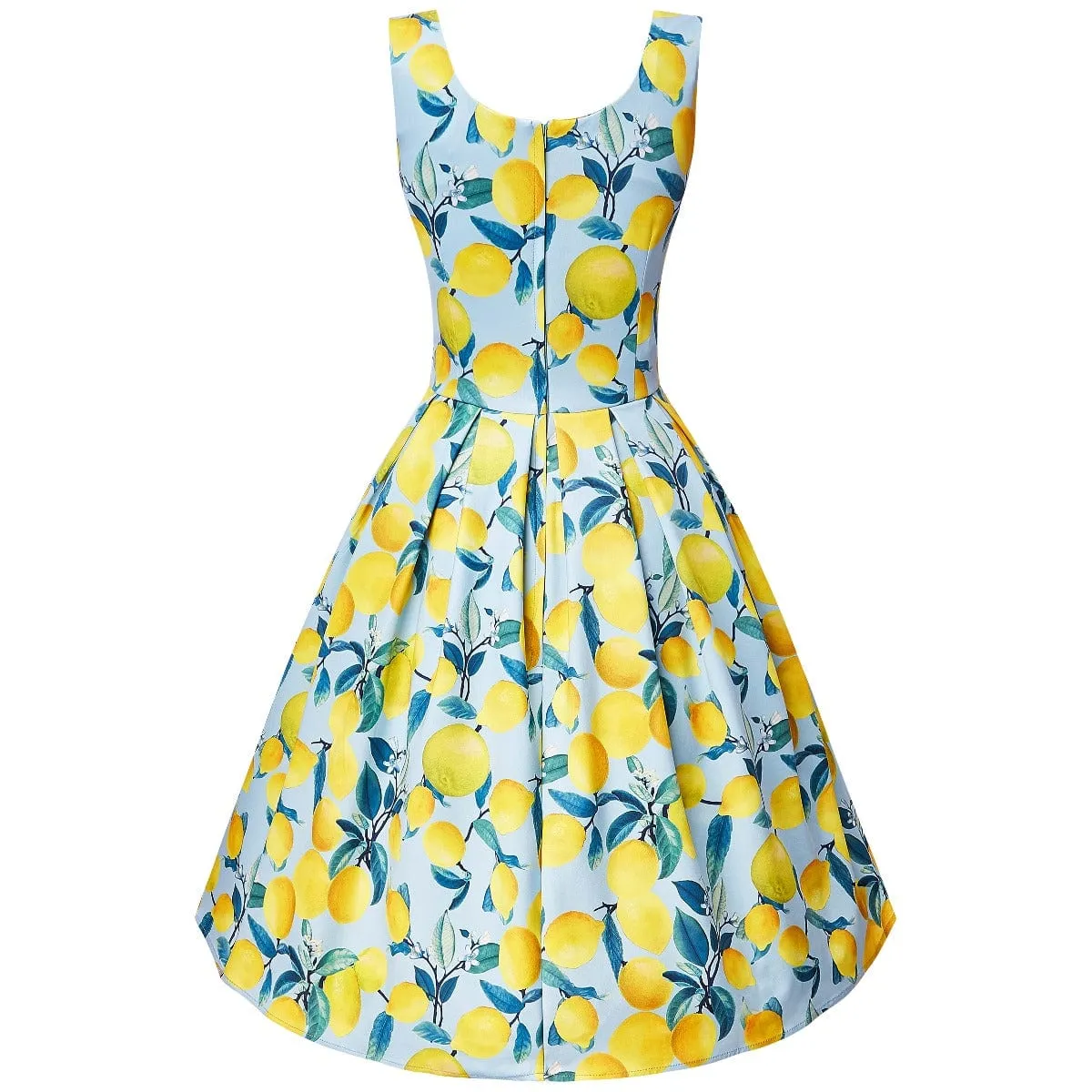 Amanda Light Blue Lemon Print Dress
