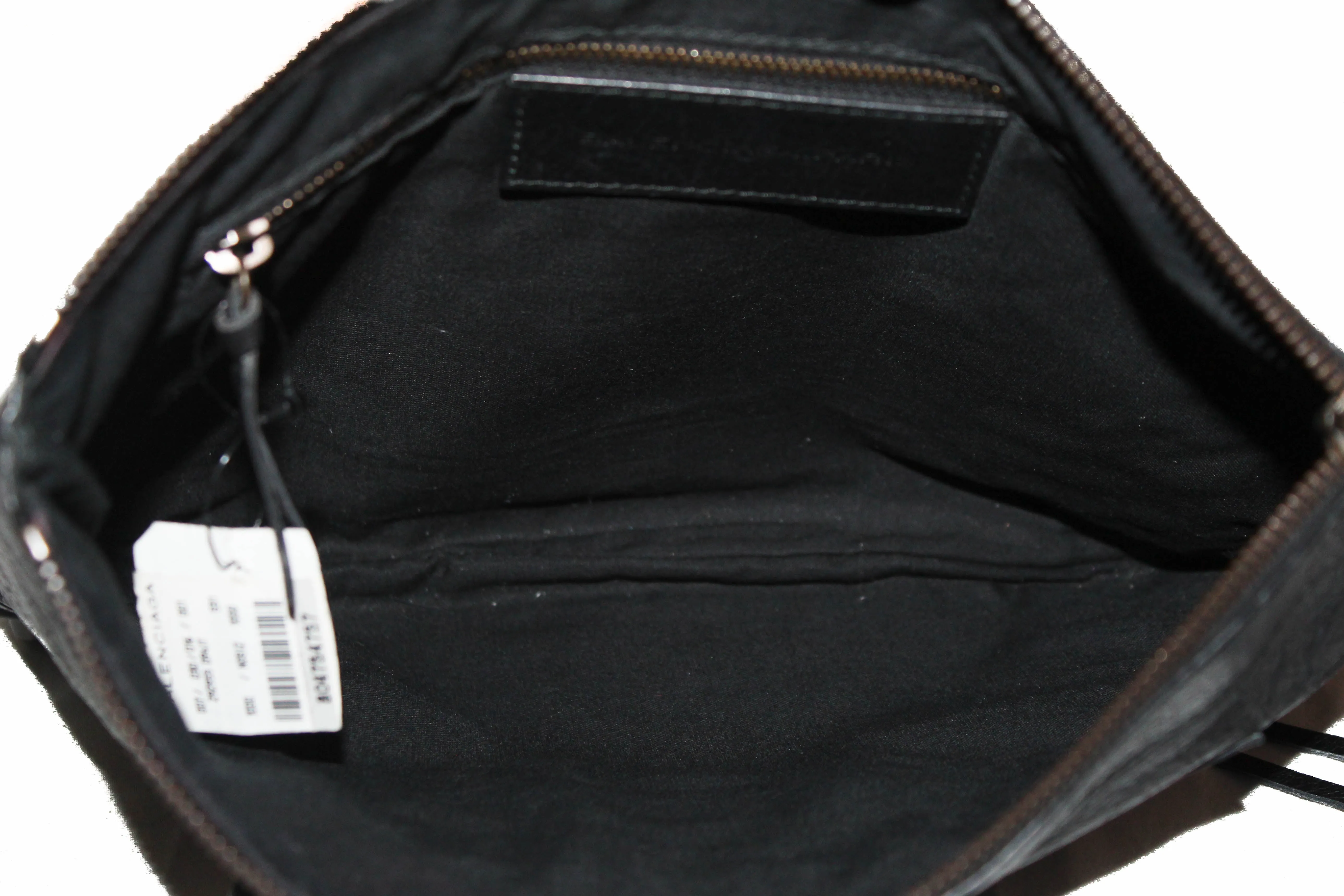 Authentic Balenciaga Black Agneau Leather Classic Motorcycle Clutch Bag 292955