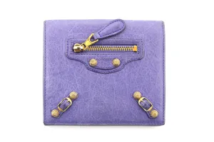 Authentic Balenciaga Classic Purple Leather Giant City Small Wallet