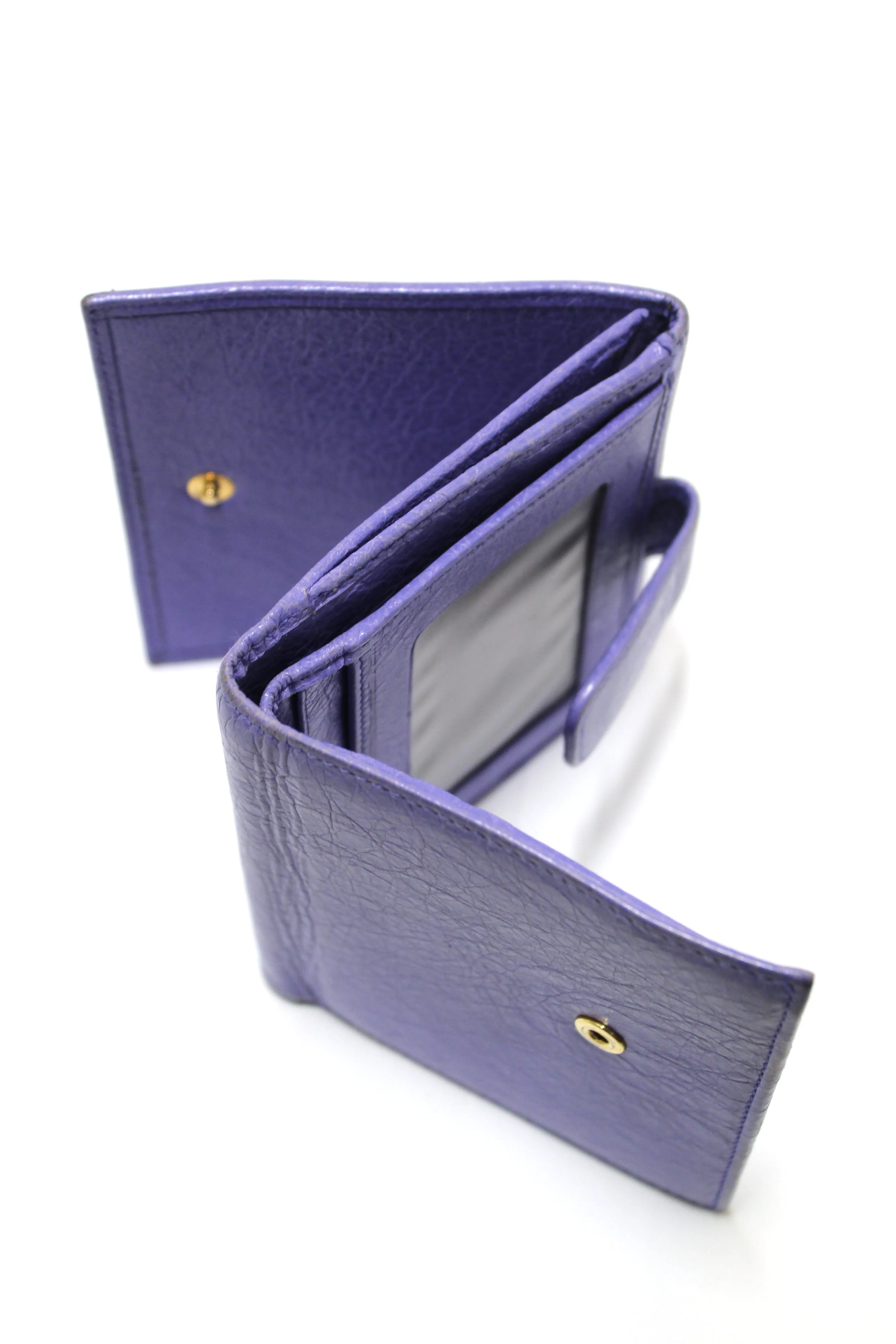 Authentic Balenciaga Classic Purple Leather Giant City Small Wallet