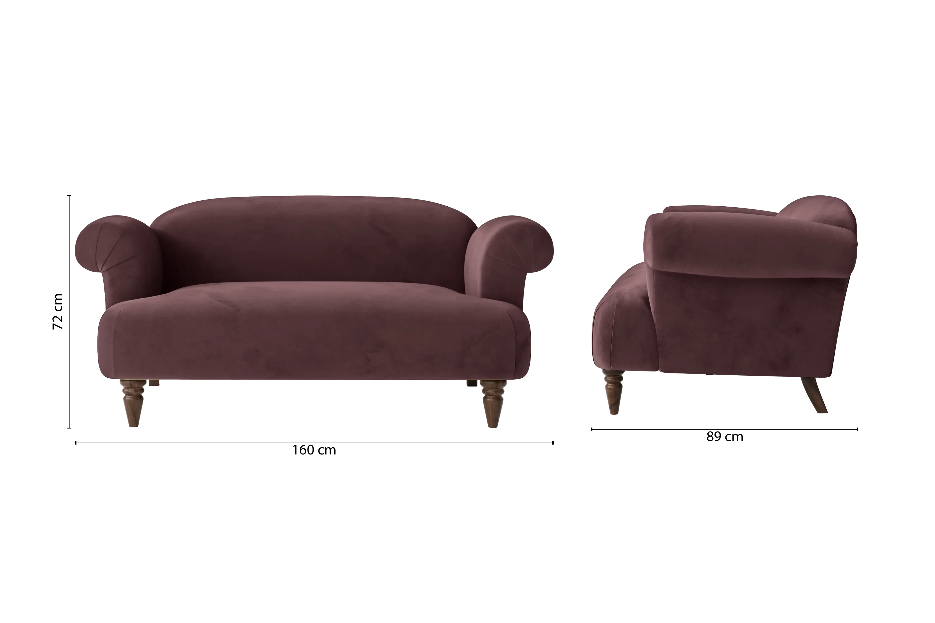 Barberton 2 Seater Sofa Grape Velvet