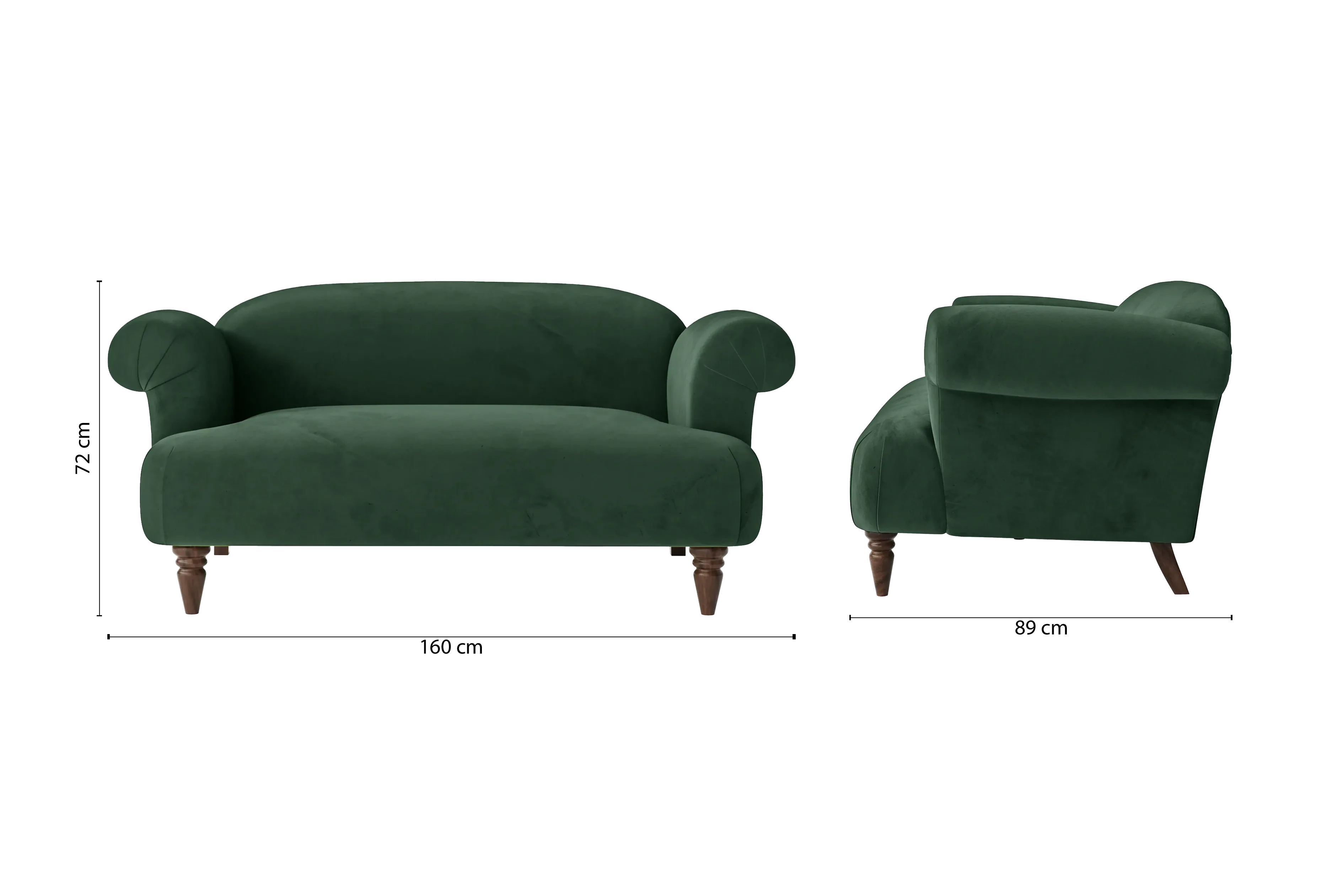 Barberton 2 Seater Sofa Green Velvet