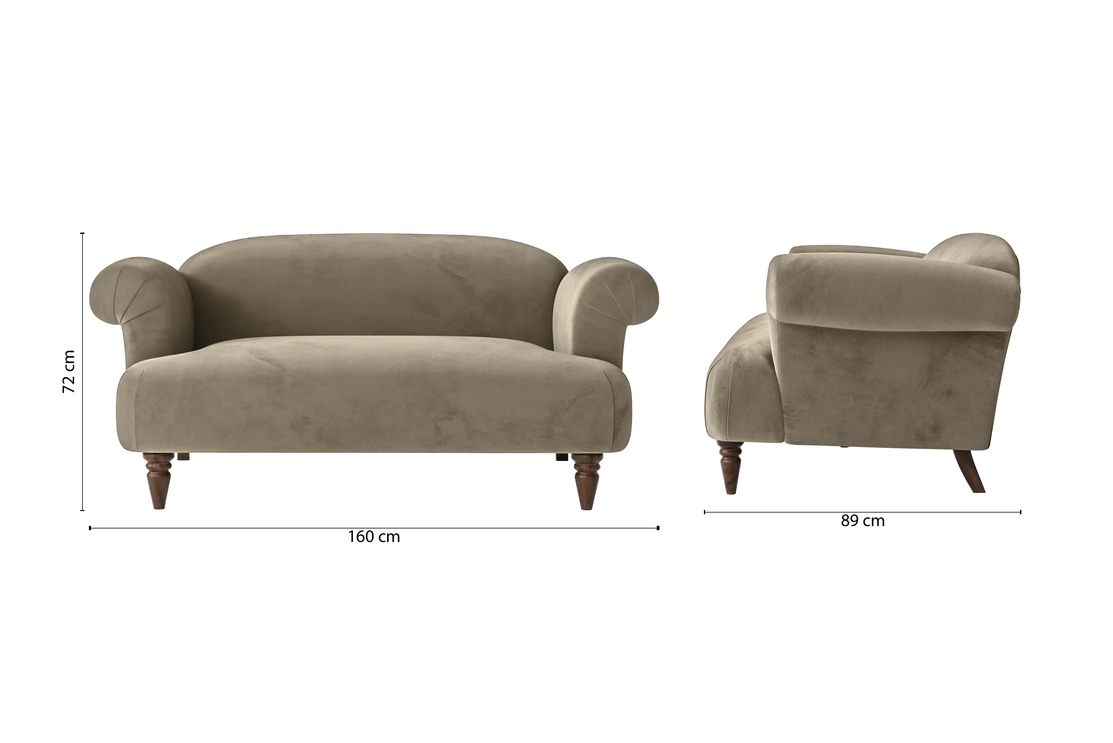 Barberton 2 Seater Sofa Sand Velvet