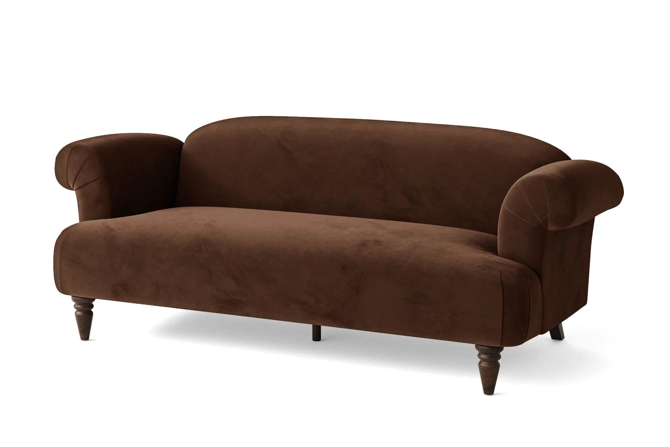 Barberton 3 Seater Sofa Coffee Brown Velvet