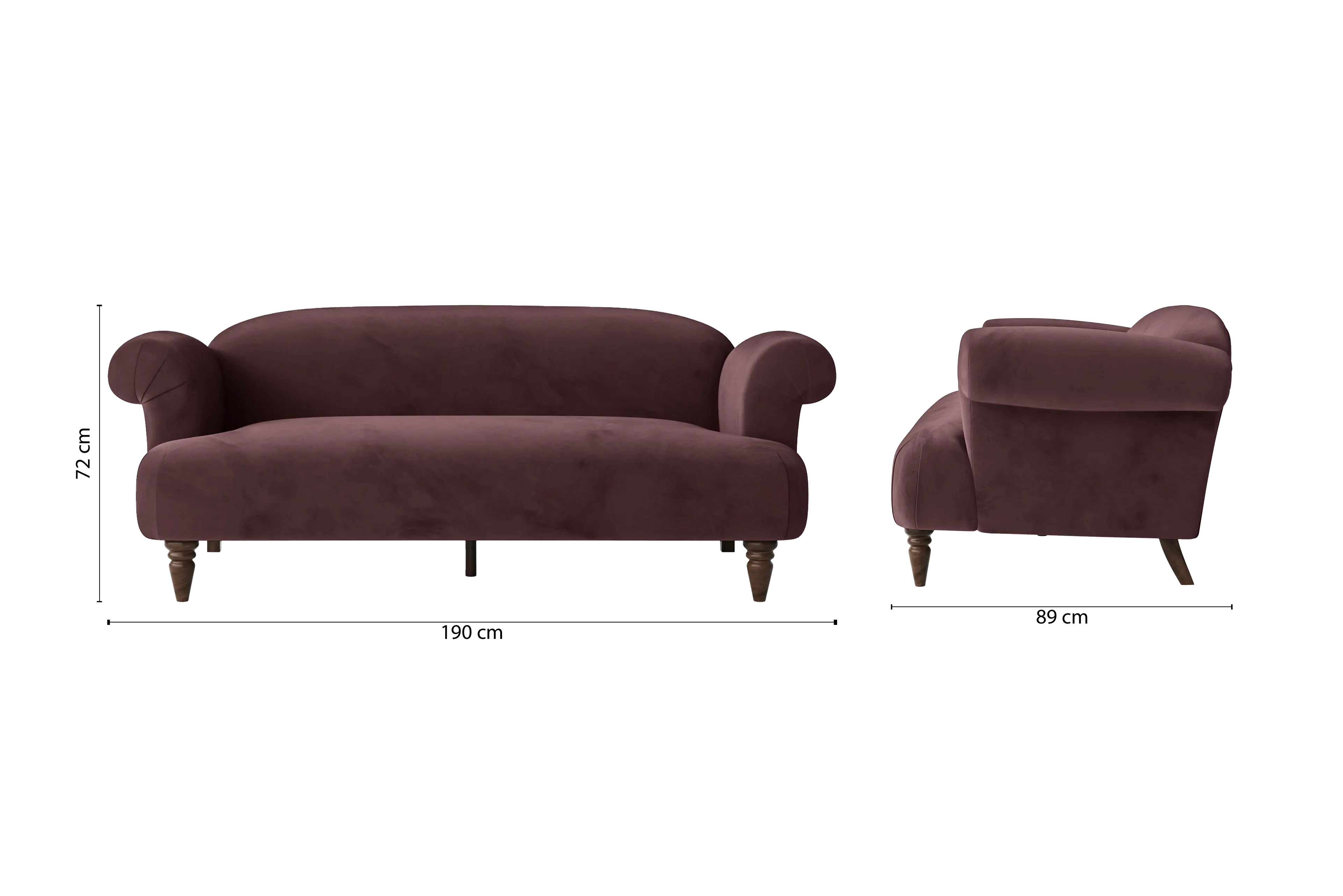 Barberton 3 Seater Sofa Grape Velvet