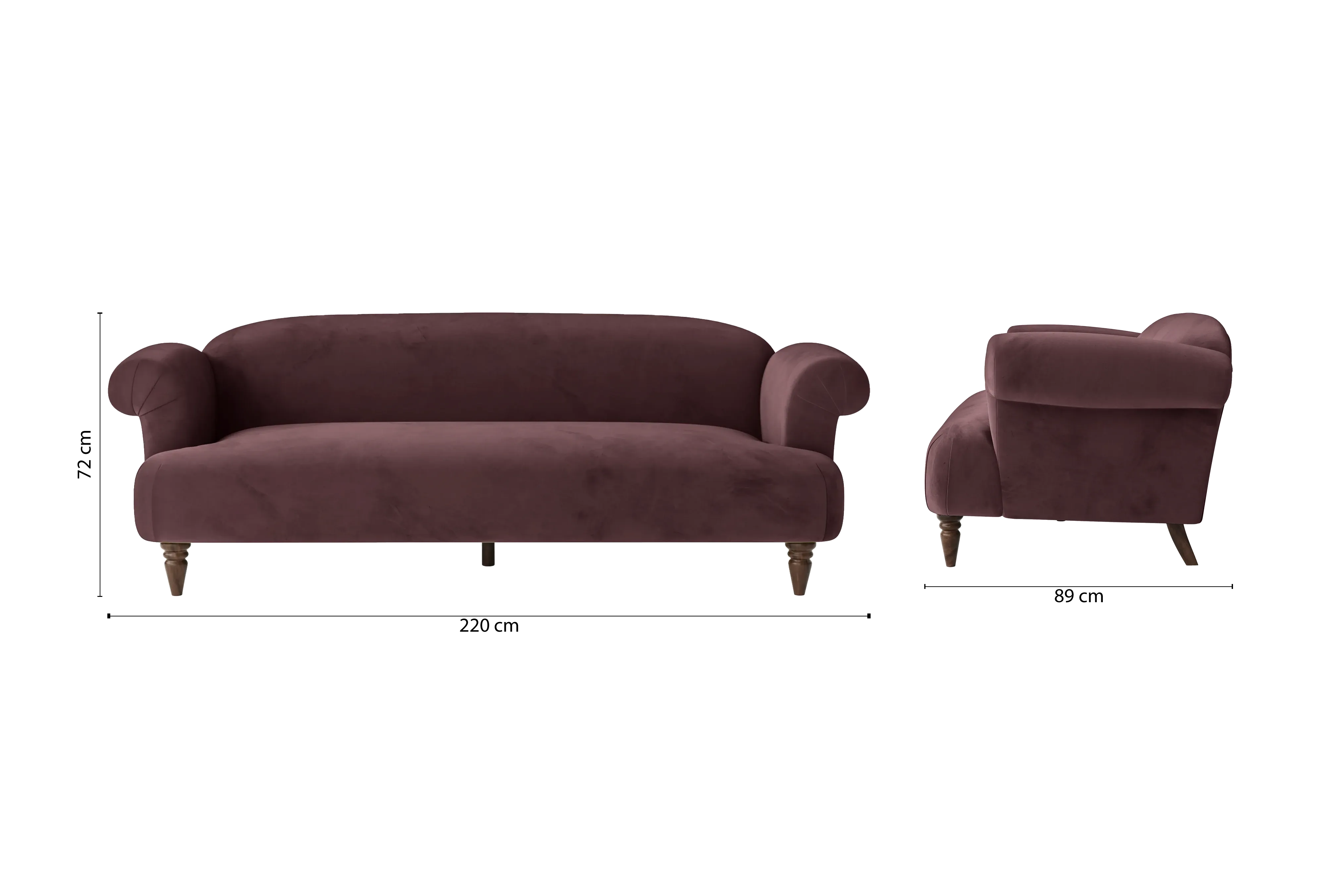 Barberton 4 Seater Sofa Grape Velvet