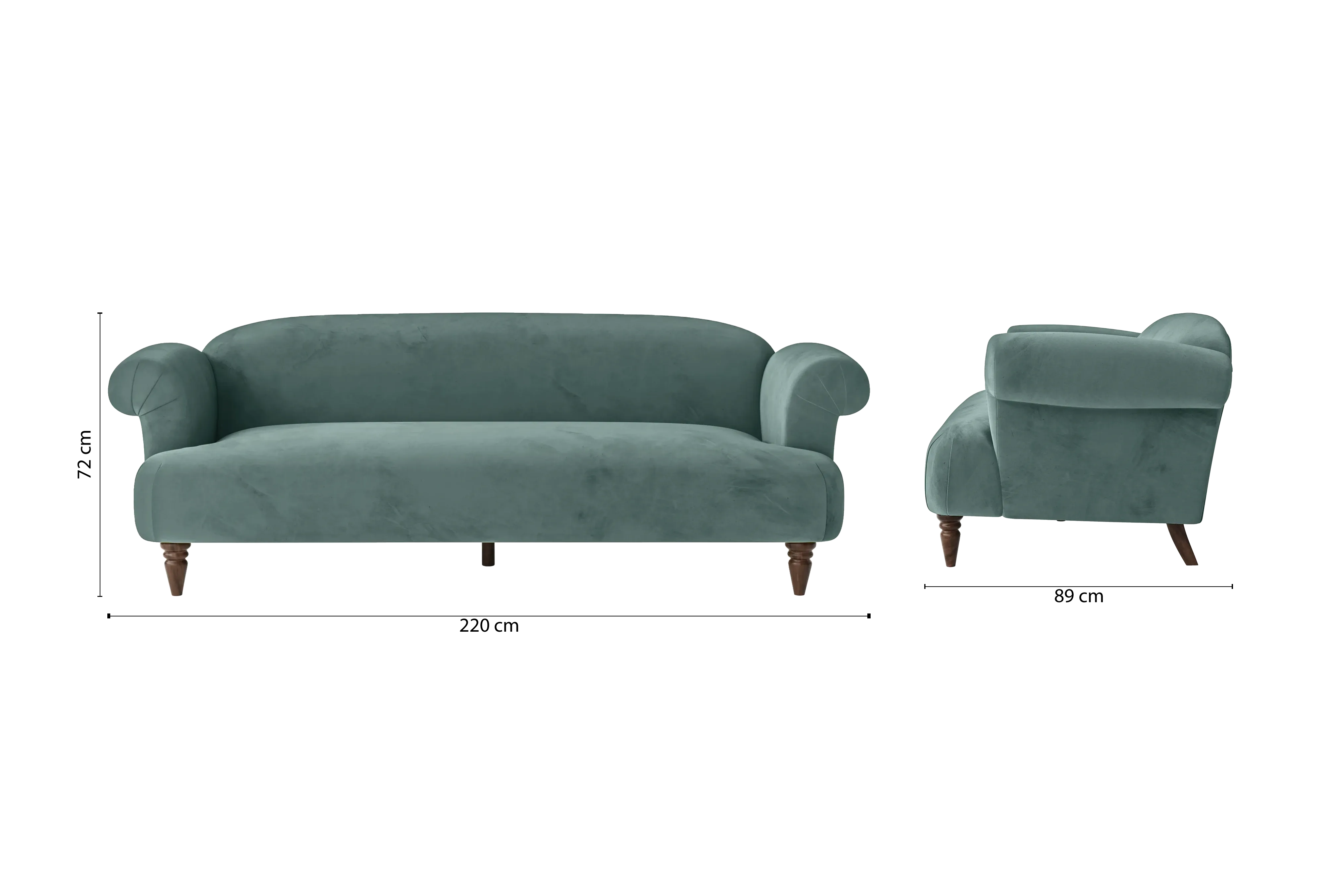 Barberton 4 Seater Sofa Teal Velvet