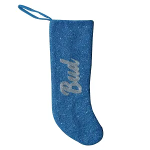 Beaded Customized Stocking | Periwinkle & Silver