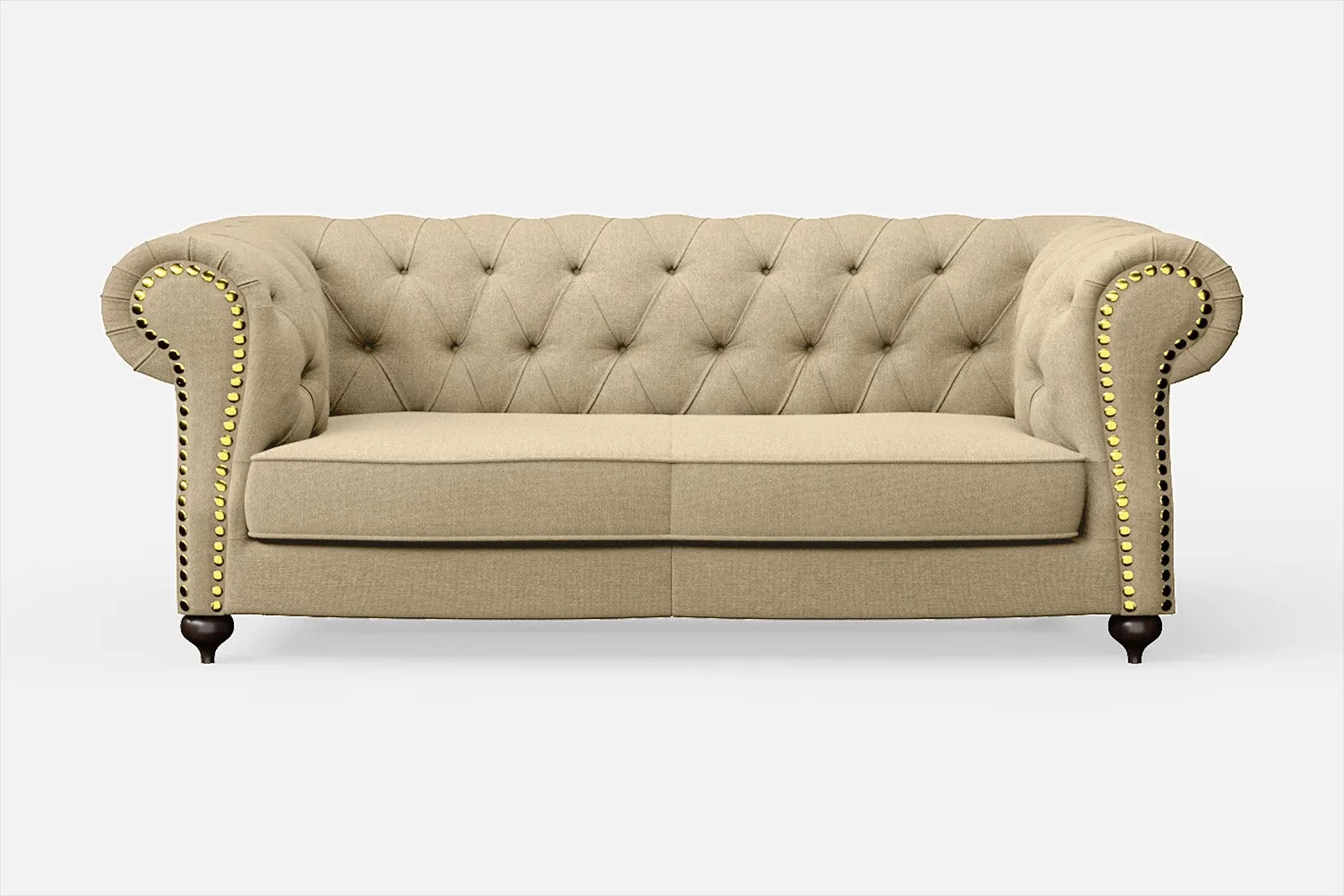 Bitonto 2 Seater Sofa Beige Linen Fabric