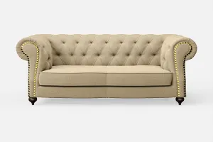 Bitonto 2 Seater Sofa Beige Linen Fabric