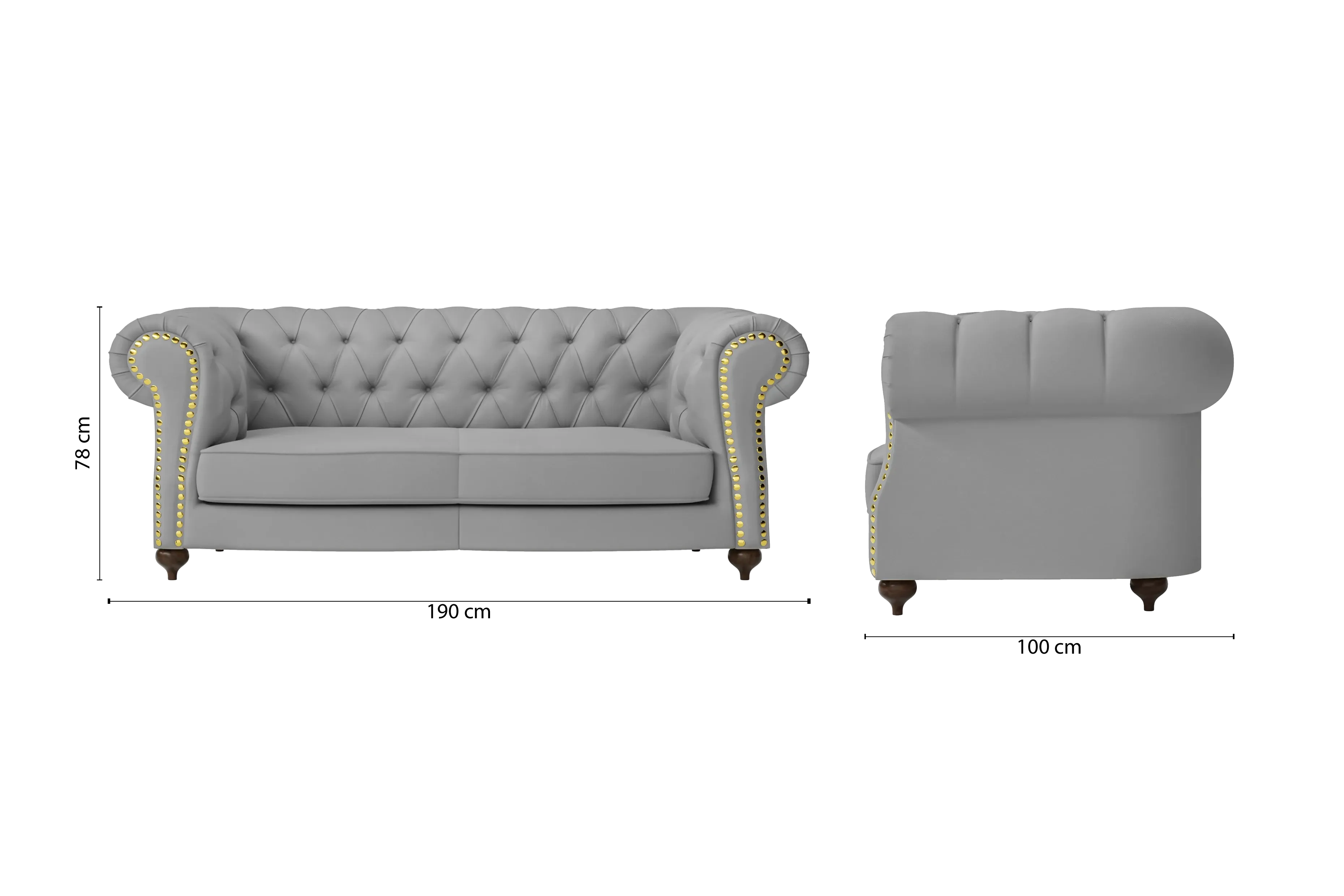 Bitonto 2 Seater Sofa Grey Leather