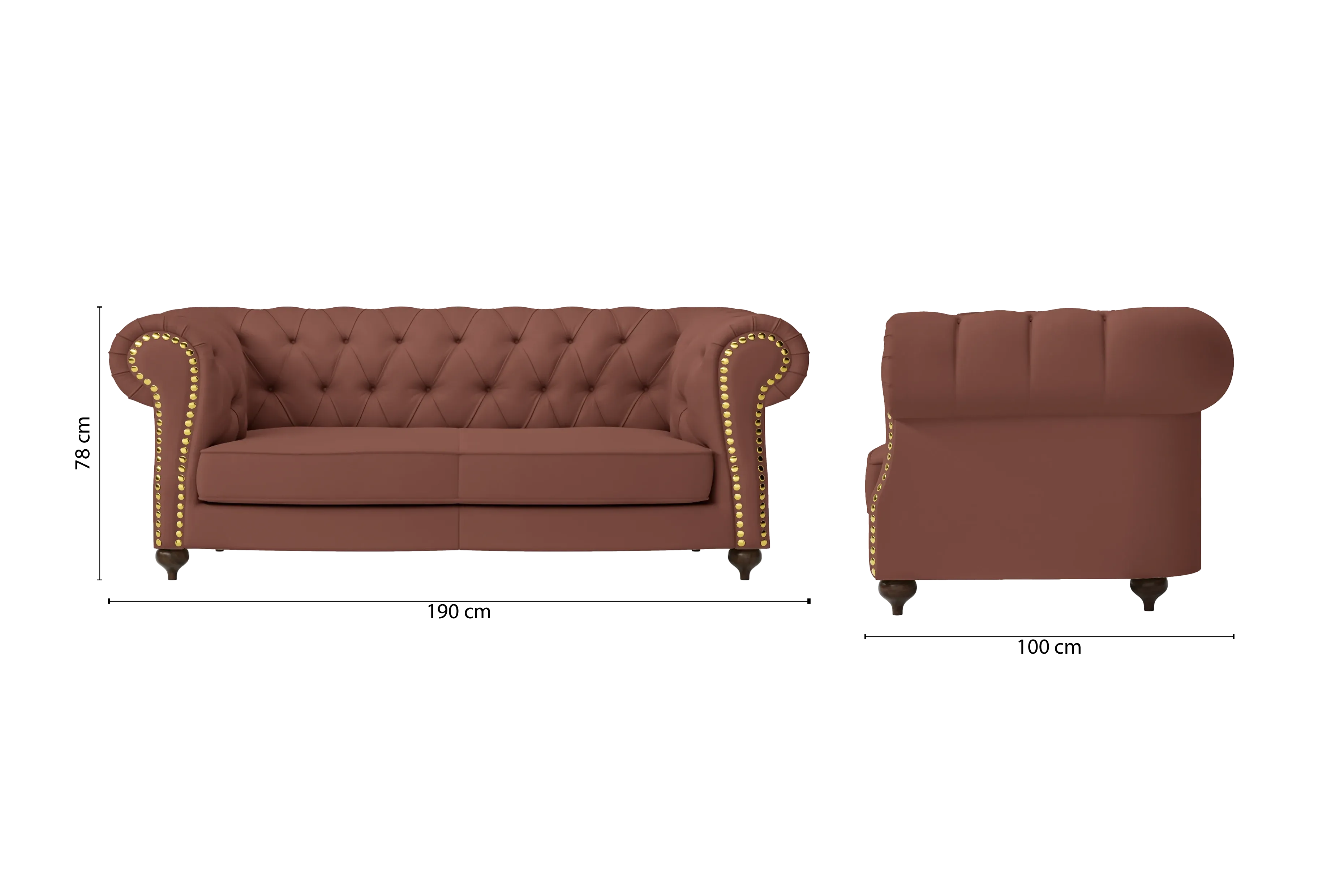 Bitonto 2 Seater Sofa Mauve Leather