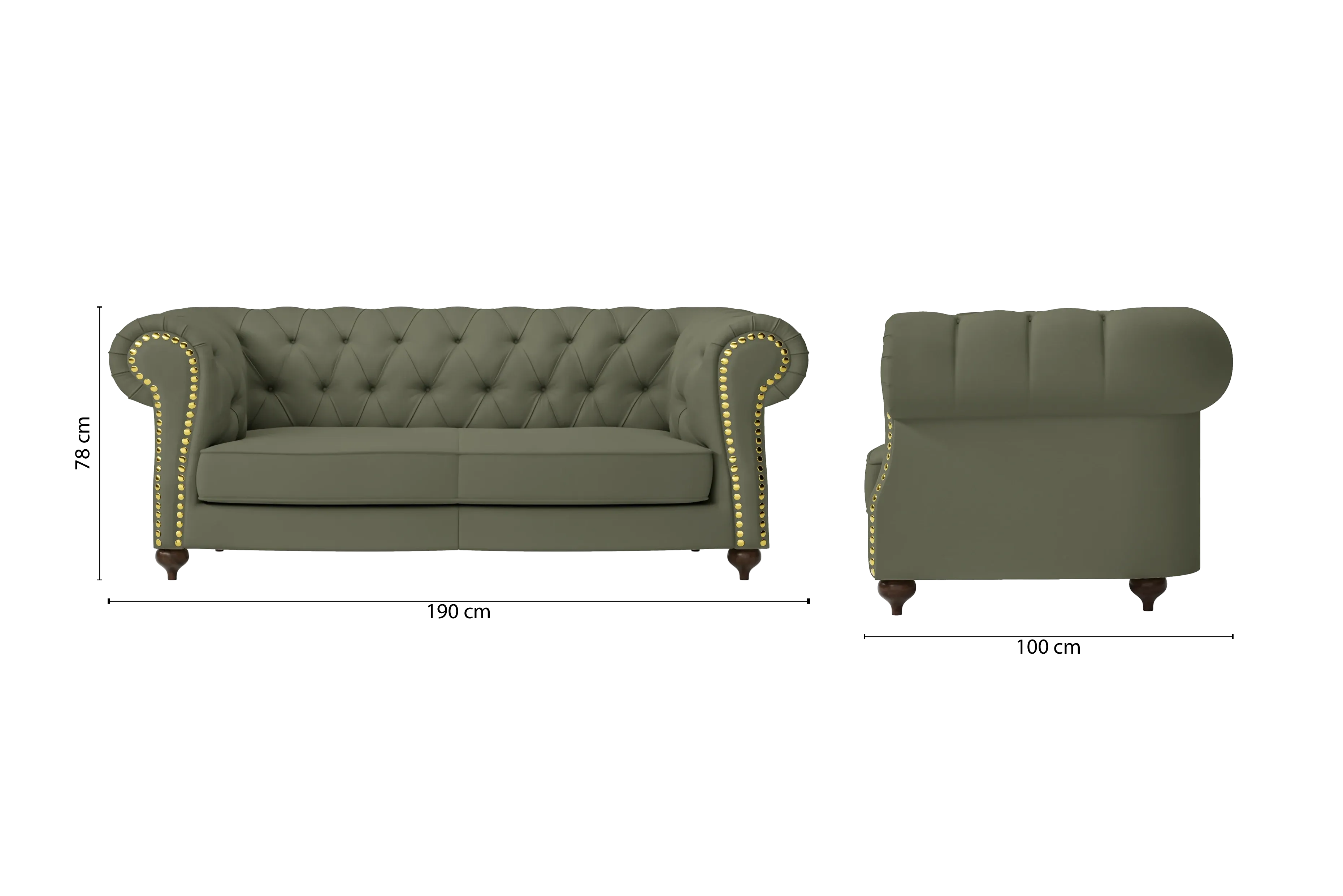 Bitonto 2 Seater Sofa Sage Leather