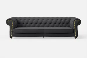 Bitonto 4 Seater Sofa Dark Grey Linen Fabric