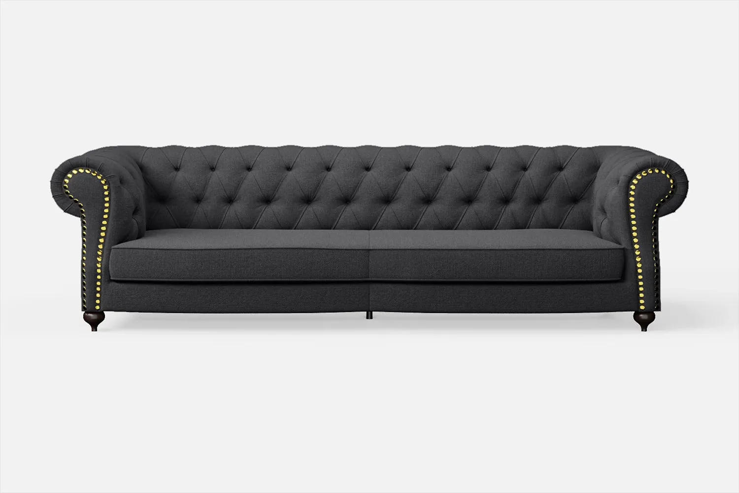 Bitonto 4 Seater Sofa Dark Grey Linen Fabric