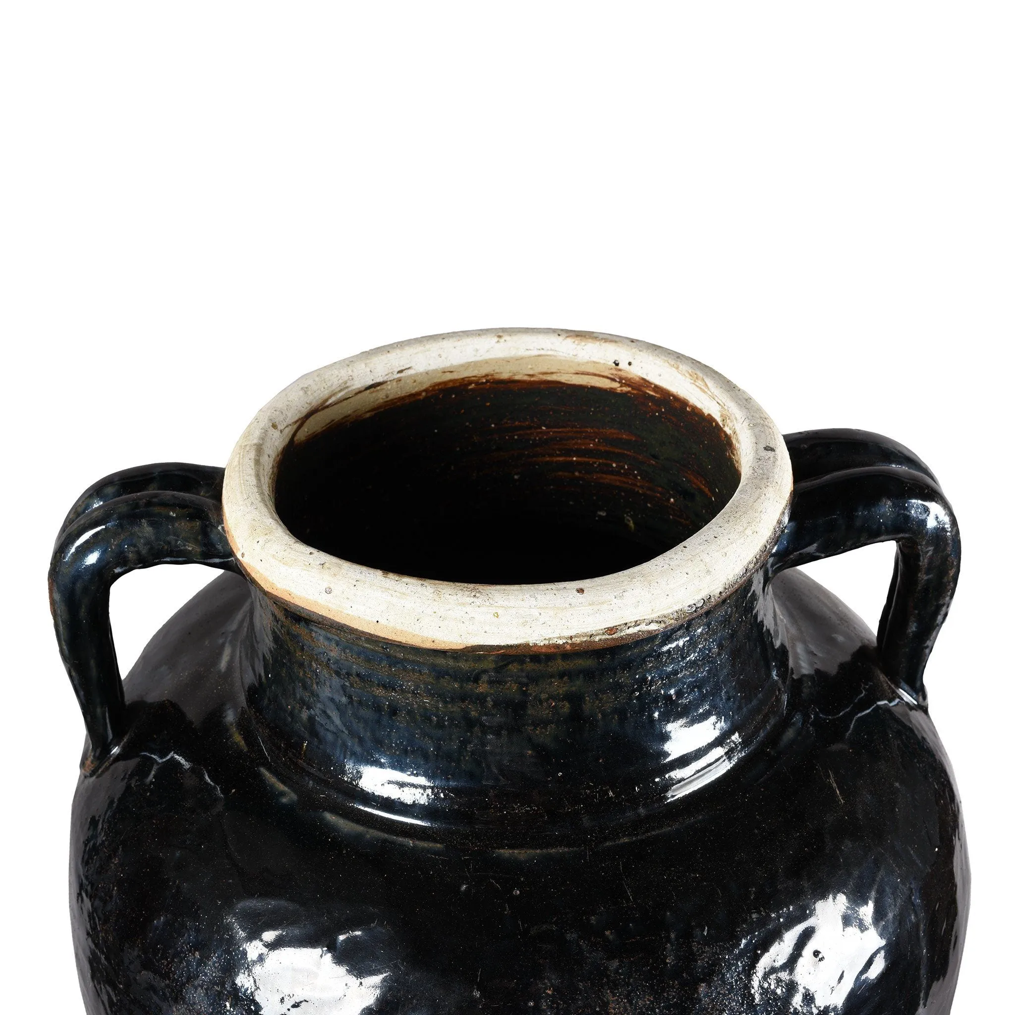 Black Glazed Stoneware Wine Jar From Hebei - 19th Century