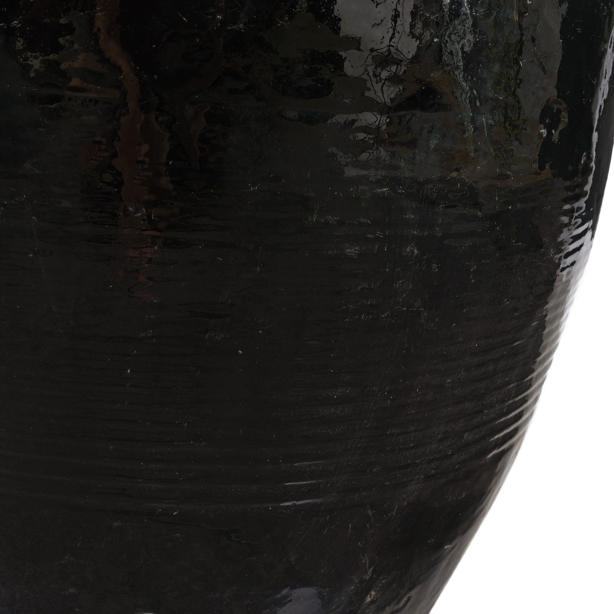 Black Glazed Stoneware Wine Jar From Hebei Province - 19th Century