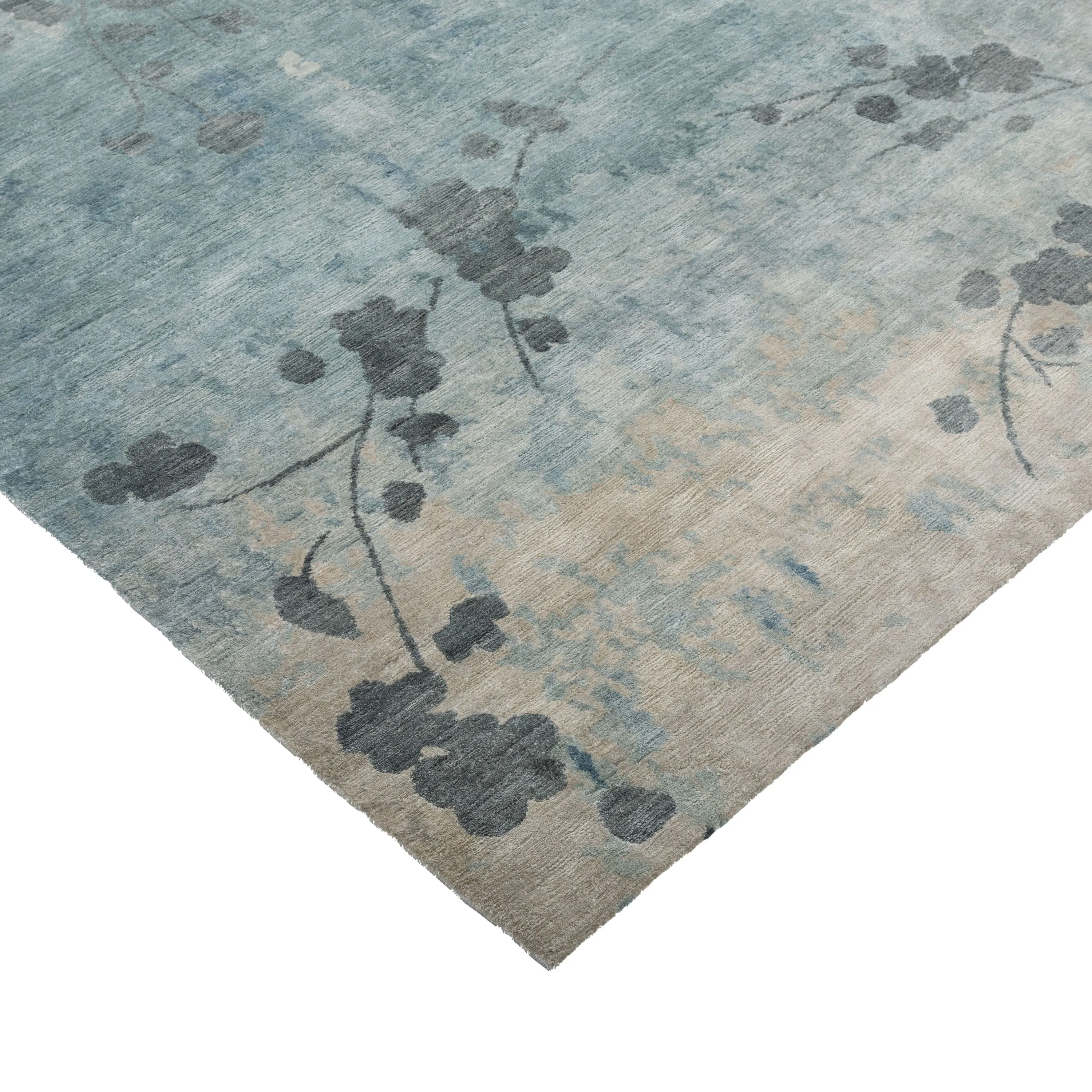 Blue Aurora Contemporary Tibetan Silk Rug - 8' x 10'