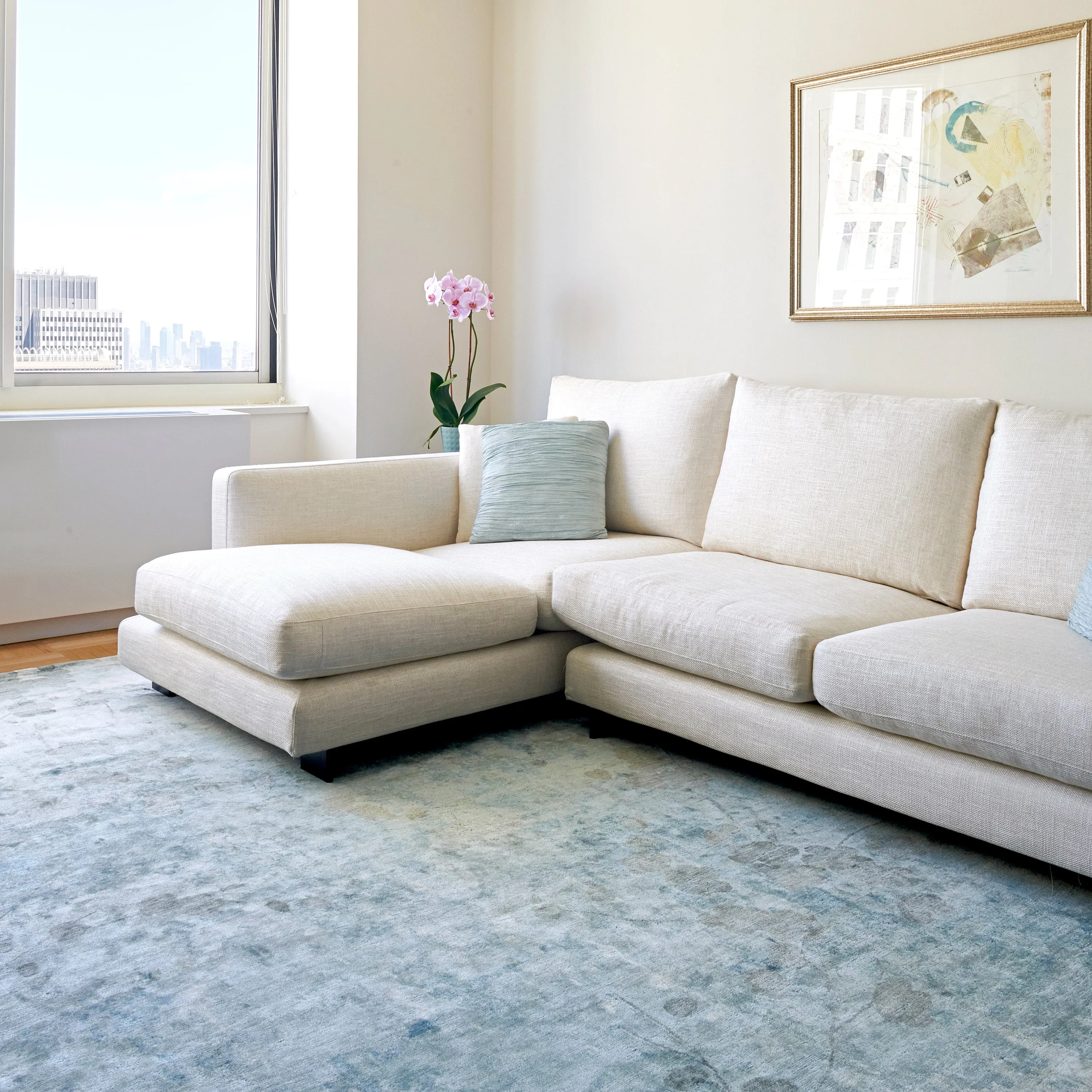 Blue Aurora Contemporary Tibetan Silk Rug - 8' x 10'