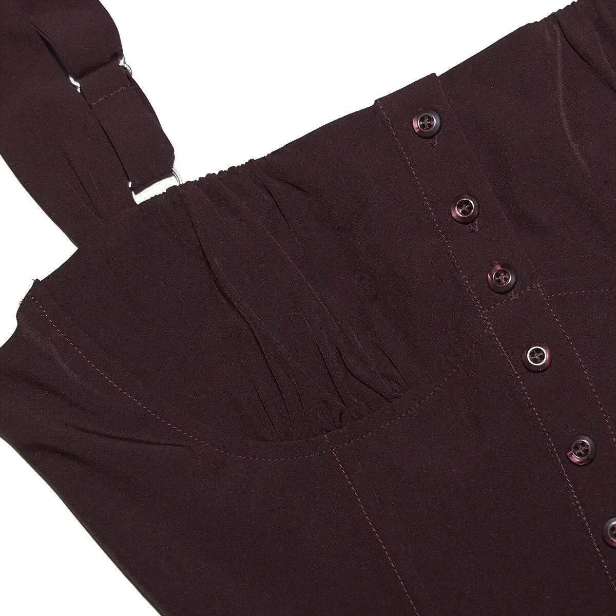 Brown Buttoned Stylish Strap Midi Dress