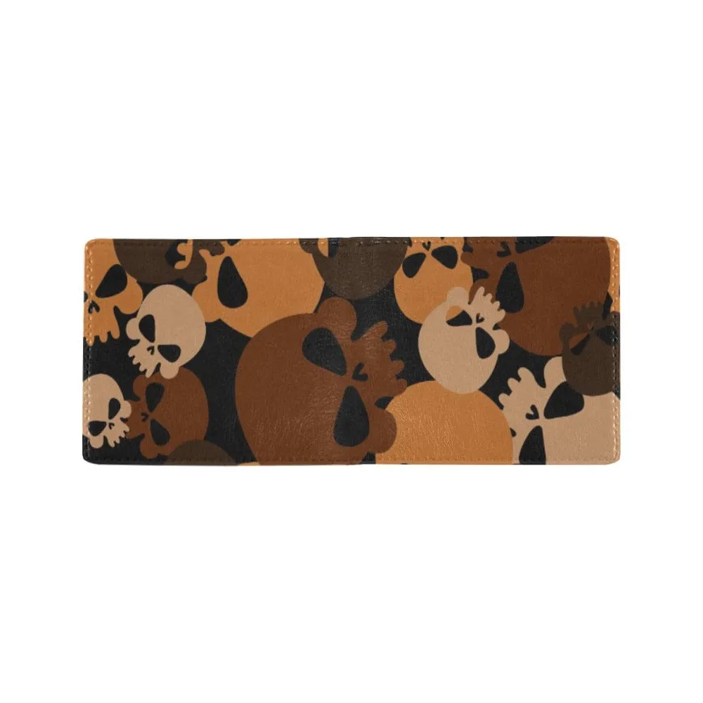 Brown Camo Skull Bifold Stylish Wallet