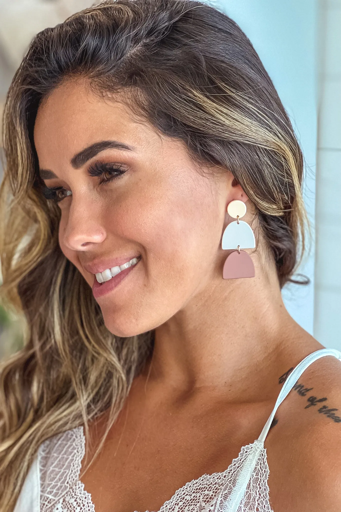 Brown Three Drops Earrings