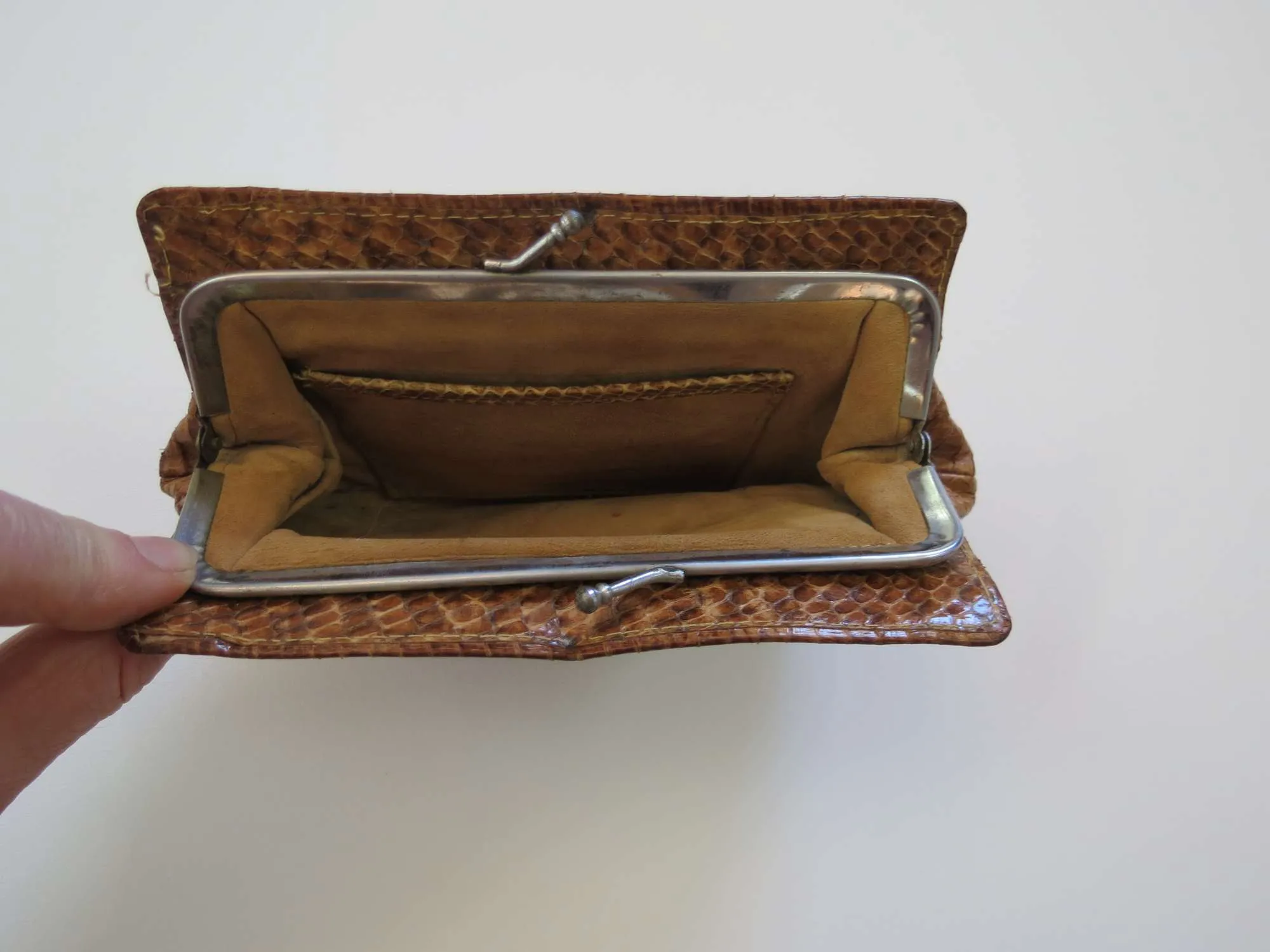 Brown Vintage Cobra Snakeskin Purse