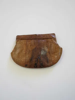 Brown Vintage Cobra Snakeskin Purse