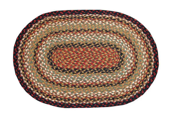 Burgundy/Mustard/Ivory Braided Rug In Different Shapes And Sizes