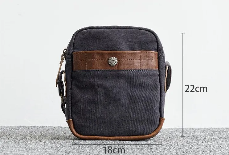 Canvas Leather Mens Cool Messenger Bag Sling Bag Chest Bag Bike Bag Cycling Bag for men