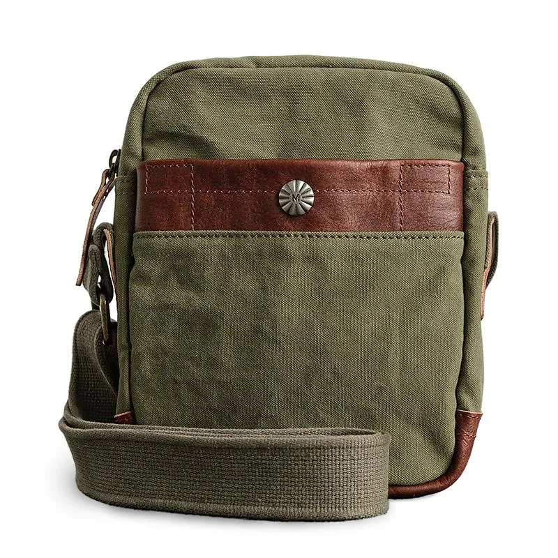Canvas Leather Mens Cool Messenger Bag Sling Bag Chest Bag Bike Bag Cycling Bag for men