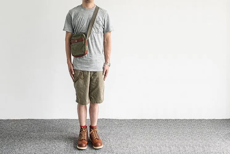 Canvas Leather Mens Cool Messenger Bag Sling Bag Chest Bag Bike Bag Cycling Bag for men