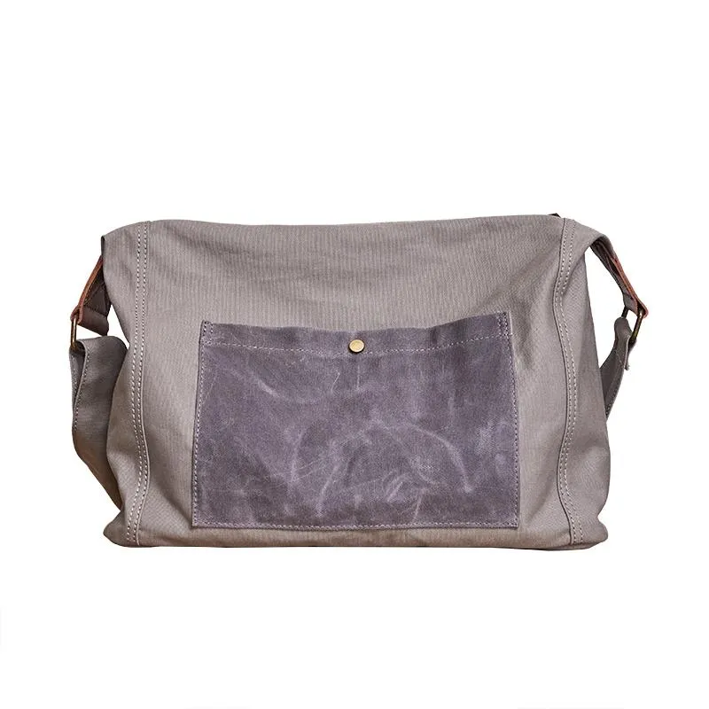 Canvas Mens 14 inches Side Bag Canvas Messenger Bags Canvas Travel Large Courier Bags for Men