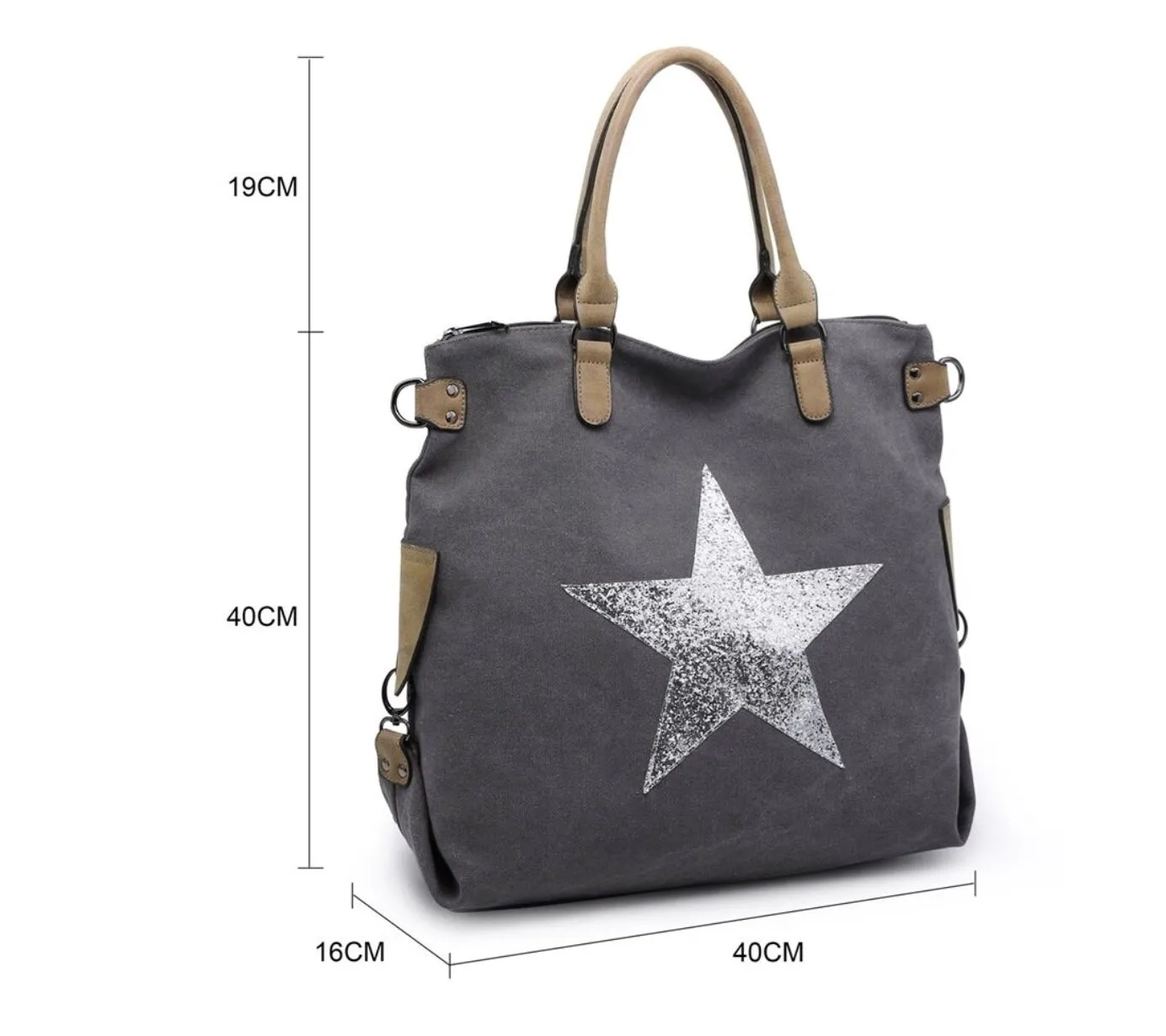 Canvas Star Bag - Dark Grey