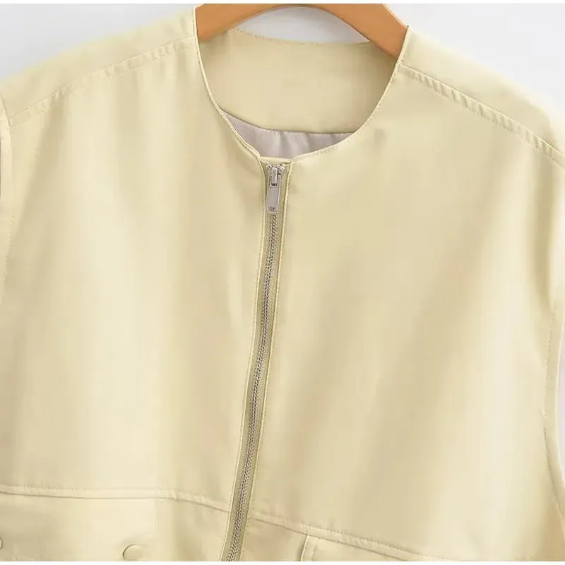 Cargo Pocket Stylish Drawstring Waistcoat