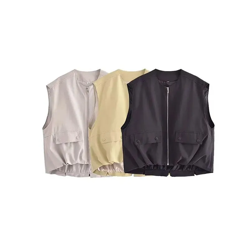 Cargo Pocket Stylish Drawstring Waistcoat